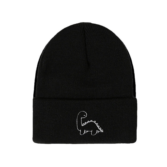 Wholesale New Woolen Hat Women's Korean Version Fashionable and Versatile Cute Single Dinosaur Knitted Hat Men's Japanese Warm Hat JDC-FH-TQ009