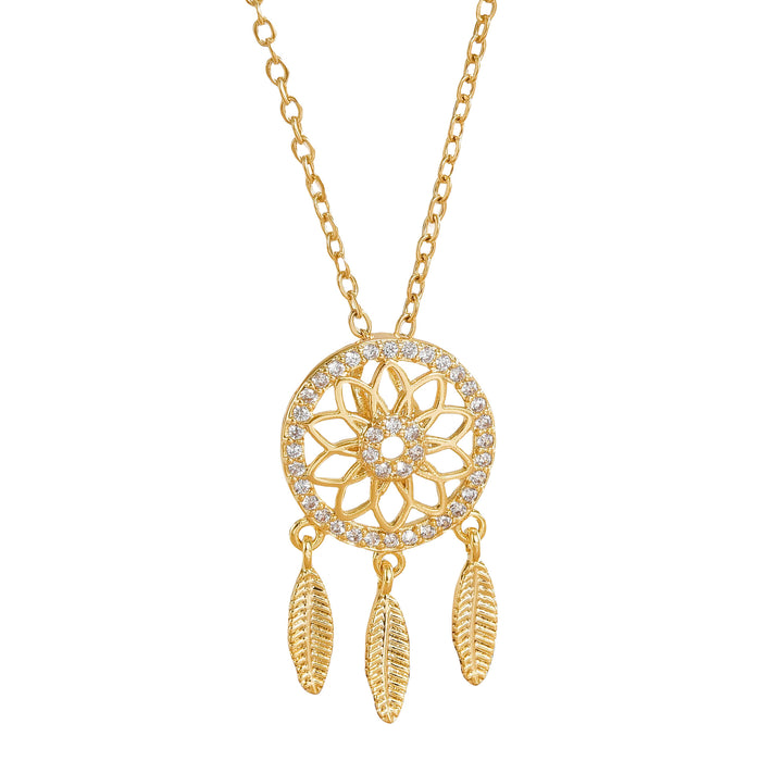 Wholesale Copper Gold Plated Dream Catcher Design Pendant Niche Necklace Women's Jewelry
