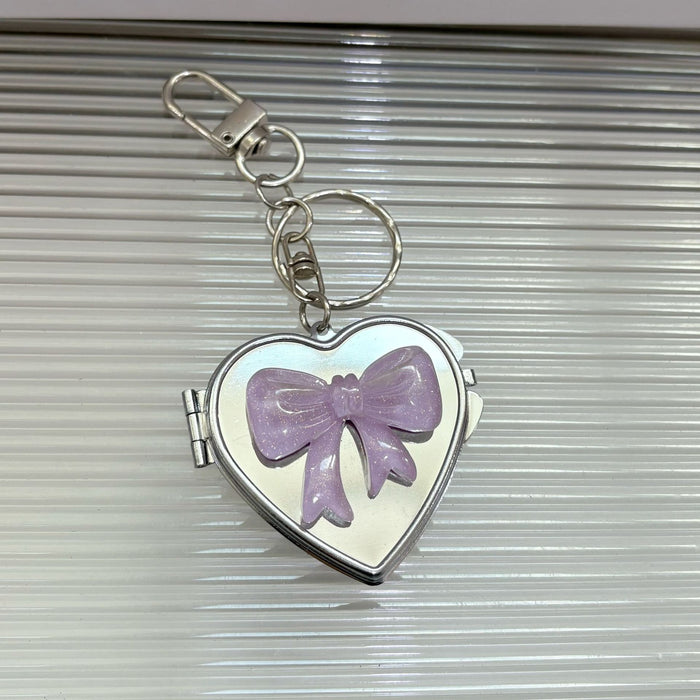 Wholesale  Niche silver Bow Love Mirror Keychain