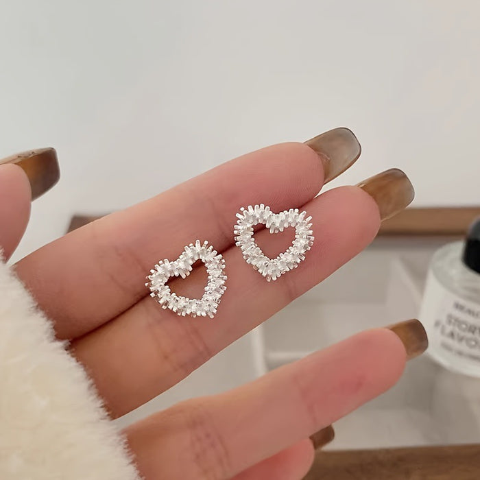 Wholesale Broken Silver Heart Earrings for Women JDC-ES-DX007