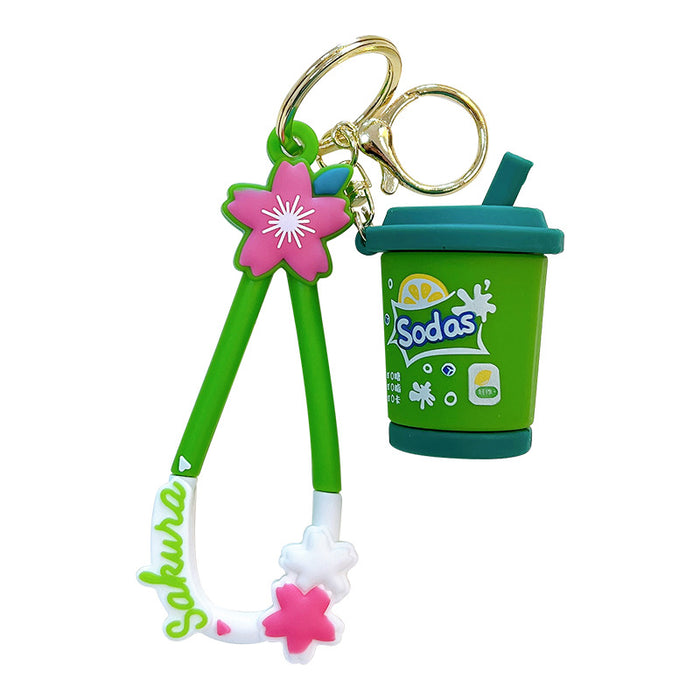 Wholesale Cartoon Soft Plastic Beverage Bottle Keychain JDC-KC-WoA046