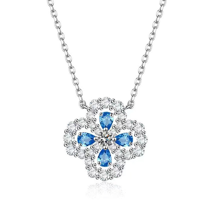Wholesale Pure silver clover full diamond light luxury lucky women's necklace fashionable and versatile