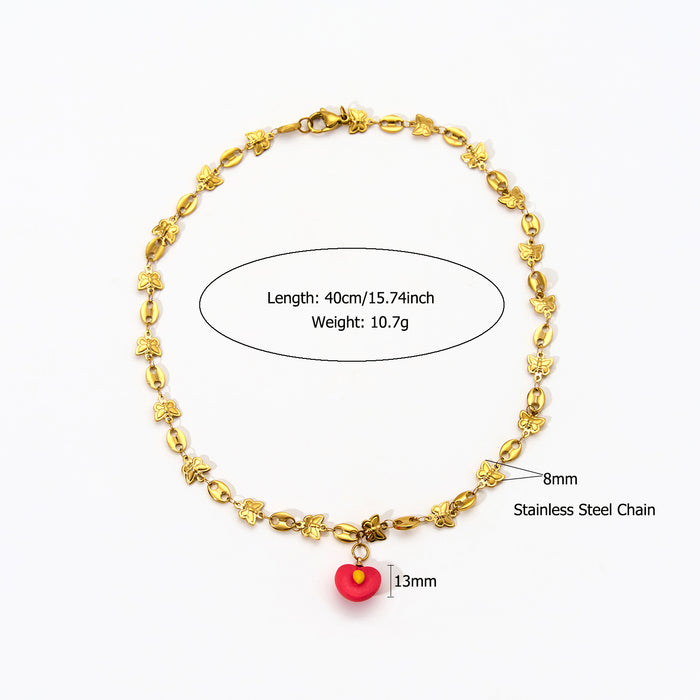 Wholesale New fashion trend titanium steel necklace with pendant, personalized temperament, fruit necklace, color preservation wholesale