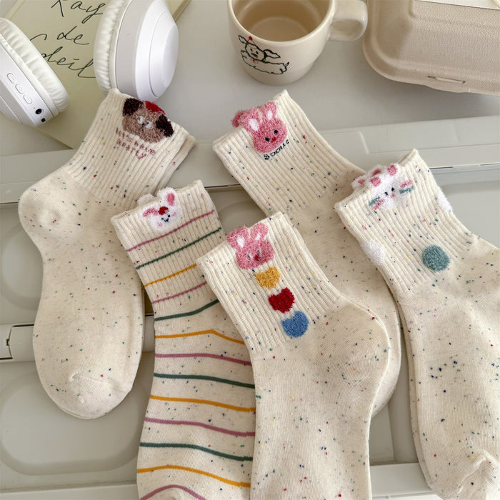Wholesale New Socks Children's Cartoon Love Rabbit Dot Yarn Women's Middle Tube Cotton Socks