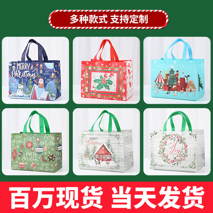 Wholesale Christmas Handheld Gift Bag Customized Cartoon Santa Claus Elk Snowflake Non Woven Bag JDC-GB-XJ002