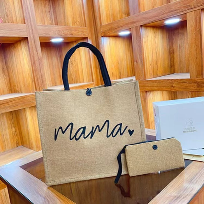 Wholesale Linen bag burlap bag printed two-piece handbag