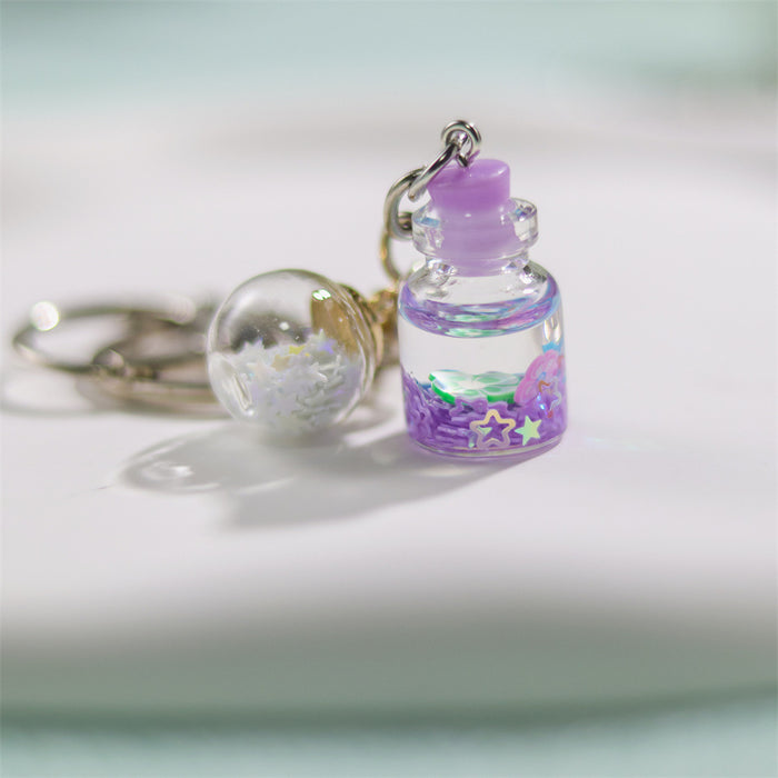 Wholesale Creative Keychain Girl Student Cute Flower Flowing Sand Bottle Key Pendant Bag Accessories Decorative Advertising Gift