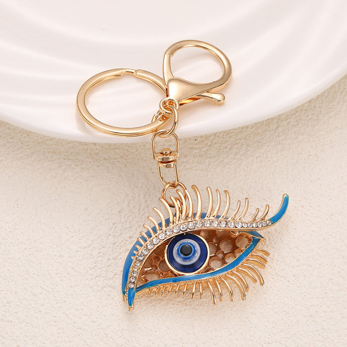 Wholesale Chic Evil Eye Rhinestone Keychain Pendant Zinc Alloy Bag Charm MOQ≥2