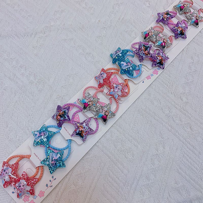 Wholesale 10pcs/ set Cartoon hair tie children' s hair accessories heart-shaped snow headband