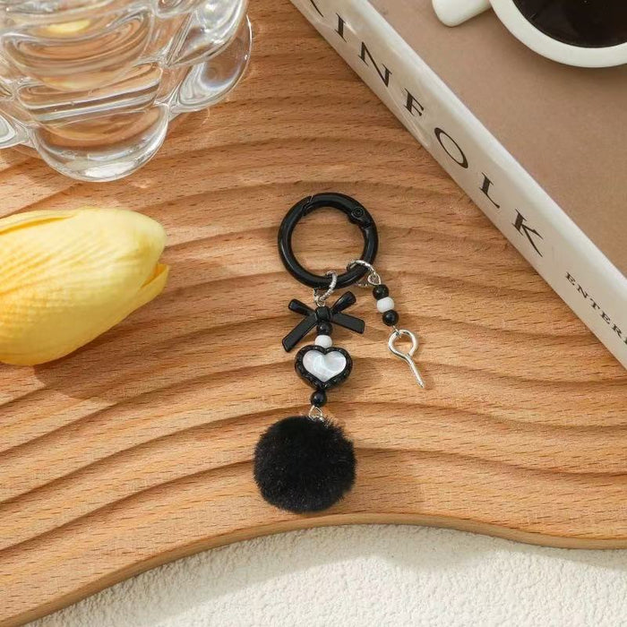 Wholesale Fur Ball Mobile Phone Chain Beaded Cute Hanging Chain Pendant Keychain