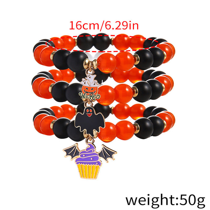 Wholesale  Bracelet suit European and American Ghost Pumpkin Head Cat Girl Jewelry Holiday Gift Elastic Beaded Bracelet