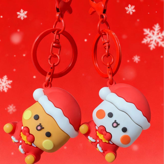 Wholesale PVC Christmas Bag Charm Keychain Cute Couple Pendant Holiday Gift MOQ≥10