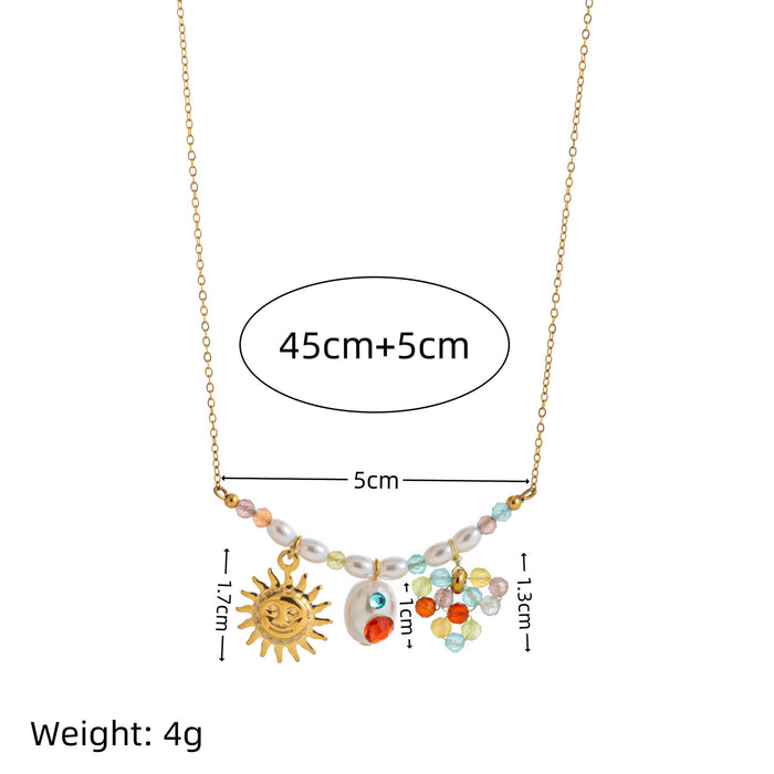 Wholesale Moon and Star Purple Beaded Pearl Necklace