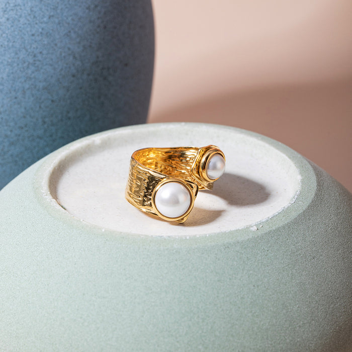 Wholesale Stainless Steel Asymmetrical Adjustable Pearl Ring