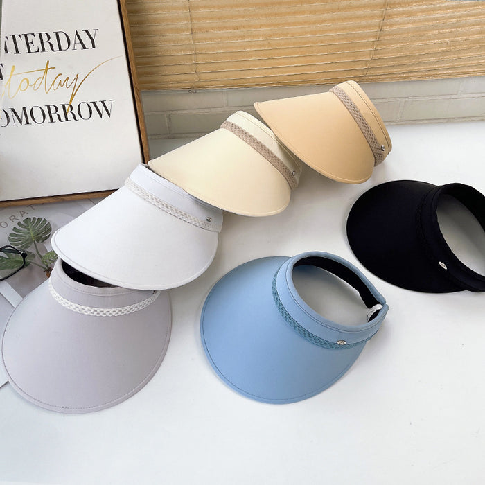 Wholesale New Ice Silk Large brimmed Artistic Sky Top Hat for Travel Sunscreen and Sunshade Sky Top Sun Hat