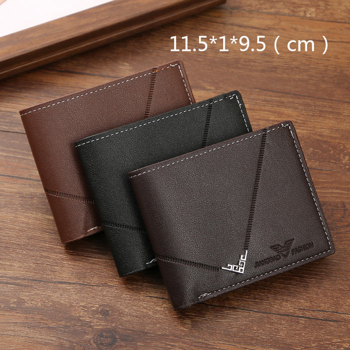 Wholesale Men's Simple Multi Slot Horizontal Splicing Leather Wallet JDC-WT-PC004