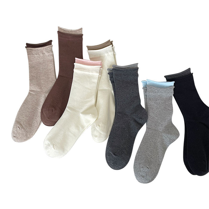 Wholesale Long socks with rolled edges and boneless middle tube socks, versatile and loose fit