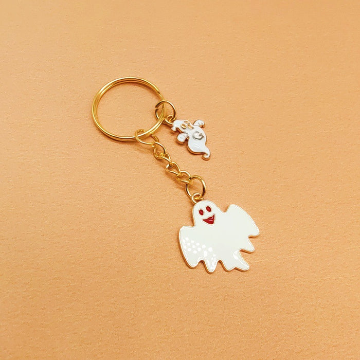 Wholesale Halloween Cartoon Cute Black and White Small Ghost Alloy Keychain JDC-KC-TYS014