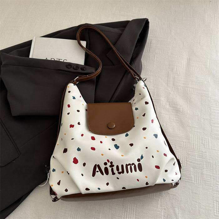 Wholesale New retro large capacity single shoulder commuting wave point fashionable versatile tote bag