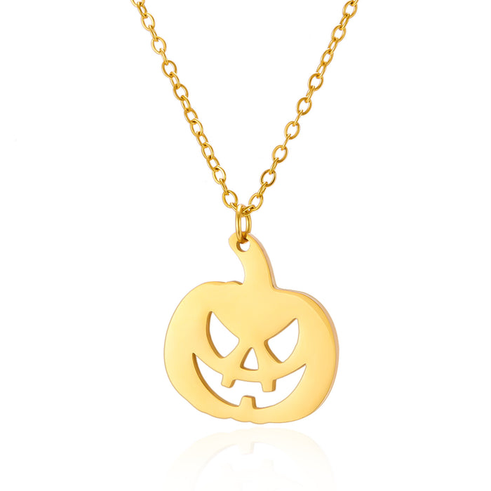 Wholesale  Element Titanium Steel Necklace Pumpkin Head Ghost Jewelry Pendant Personalized All-match Witch Necklace