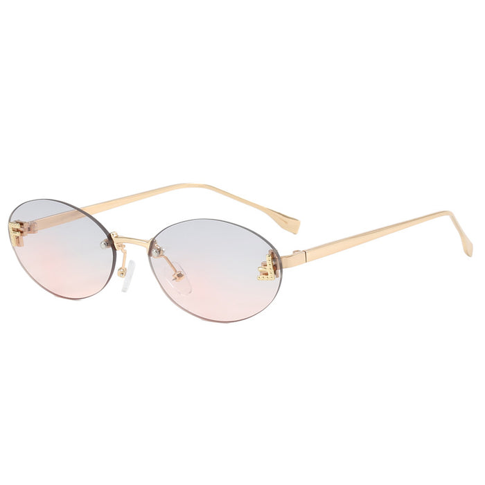 Wholesale Frameless sunglasses, round retro small frame sunglasses, fashionable metal