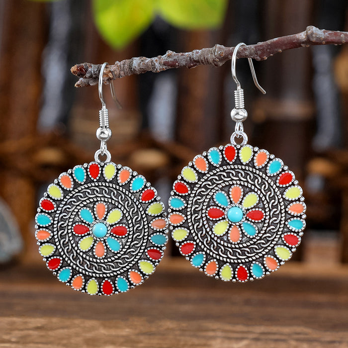 Wholesale Bohemian Geometric Turquoise Earrings Zinc Alloy Fashion Accessory MOQ≥2