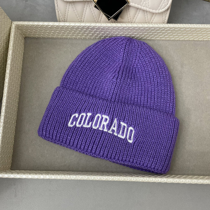 Wholesale White woolen hat, versatile letter knitted hat for students, warm and cold hat for men