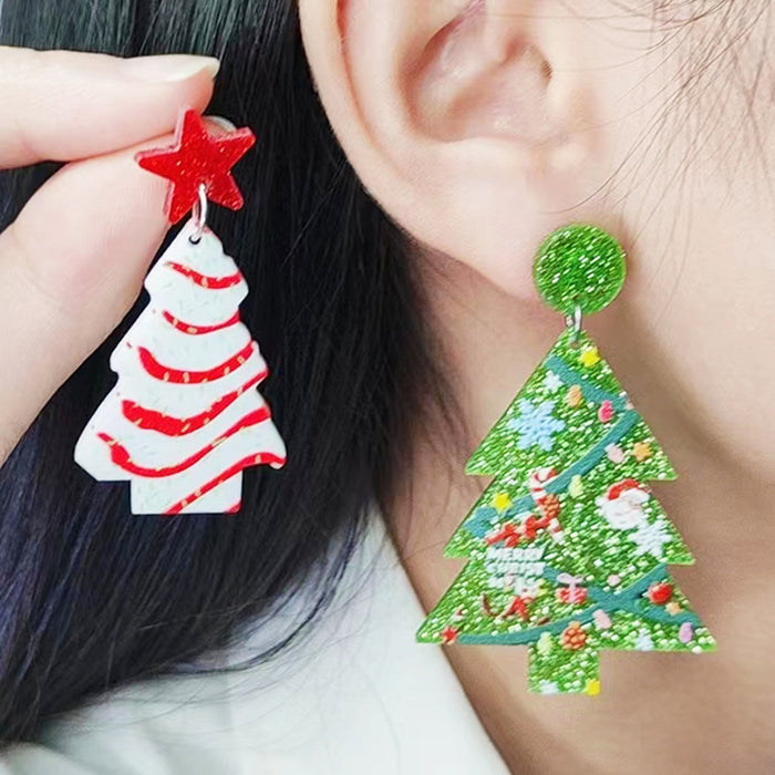 Wholesale Christmas Acrylic Earrings Five-Pointed Star Christmas Tree Personalized Earrings