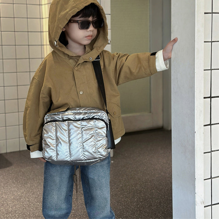 Wholesale Children's bag new cotton filled down small square bag handsome sports style large capacity crossbody bag