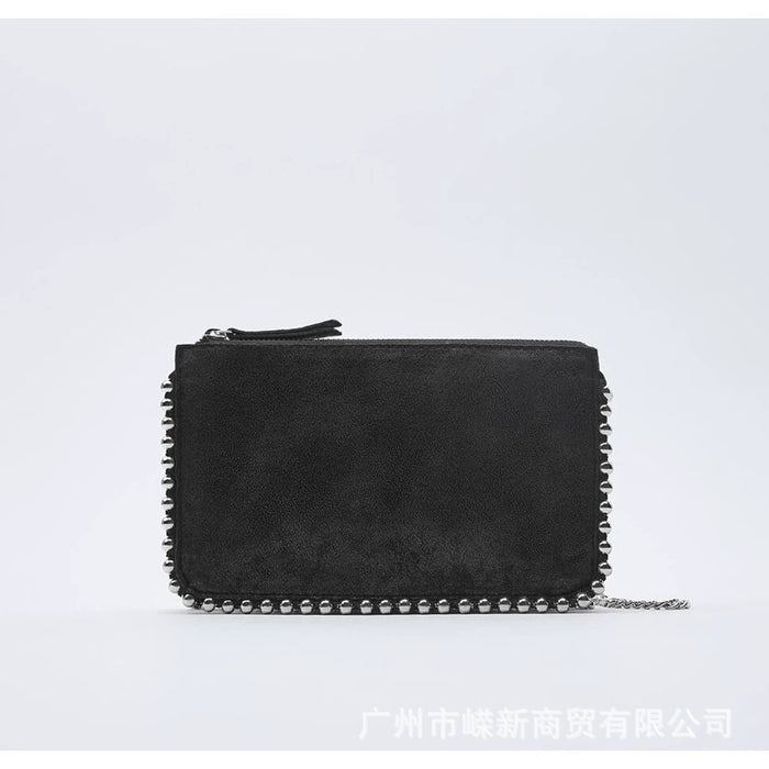 Wholesale Leopard Print Rivet Decorated Mini Shoulder Crossbody Bag