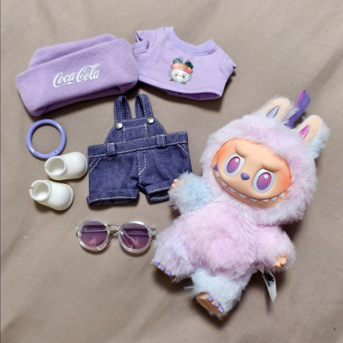 Wholesale Purple Coke Overalls Set Cotton Doll Pendant Doll Clothes