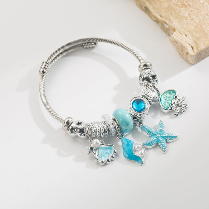 Wholesale Adjustable Blue Starfish Pendant Bracelet