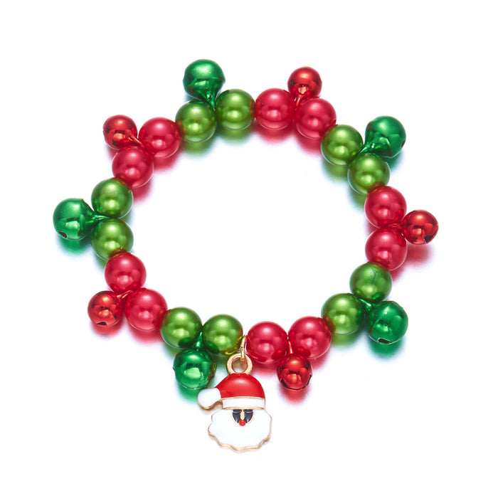 Wholesale Christmas Cartoon Santa Elk Pendant Bead Bracelet Alloy Fashion Accessory