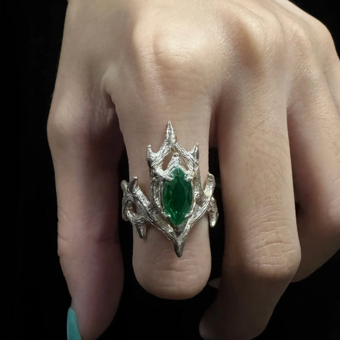 Wholesale Irregular index finger ring with adjustable opening, diamond studded, light luxury