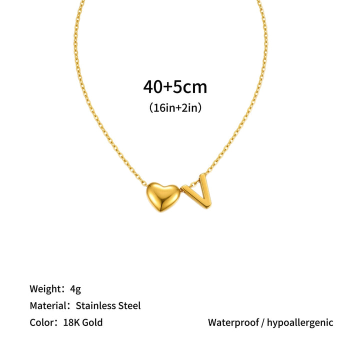 Wholesale Clavicle chain jewelry accessory 26 letter heart pendant titanium steel necklace