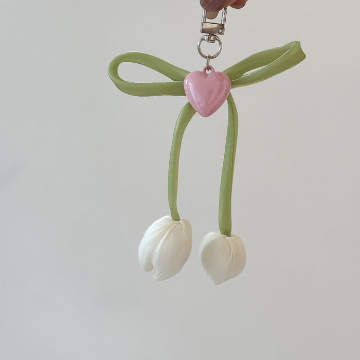 Wholesale Tulip Pink Love Keychain Sweet Girl Bag Pendant Bow Backpack Accessories