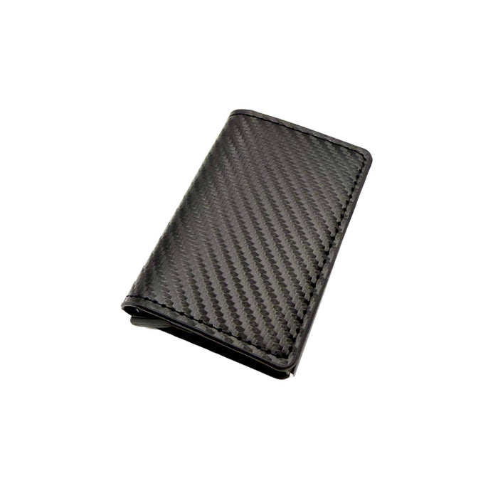 Wholesale Urban Simplicity Auto Eject Multi-Card Metal Case Wallet Carbon Fiber Black MOQ≥2