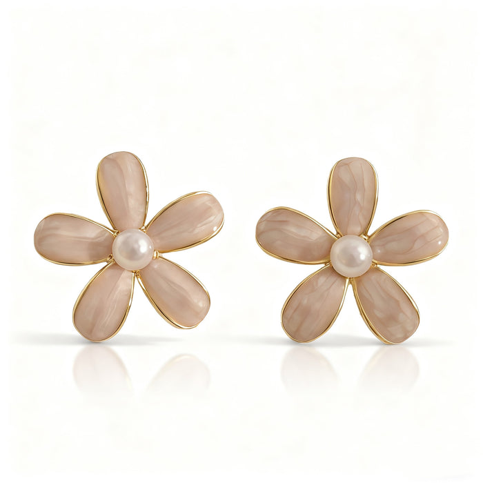 Wholesale Vintage Floral 2. 6cm Pearl Earrings Oil-Drip Earrings for Women