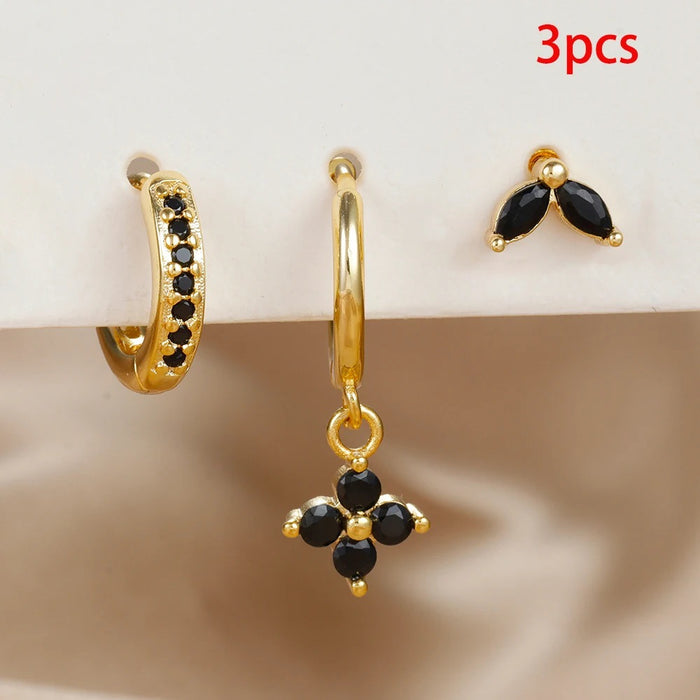 Wholesale Crystal flower earrings, geometric high-end earrings, earrings set, earrings accessories