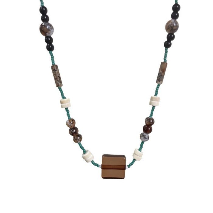 Wholesale Square butterfly bead necklace, retro artistic niche, layered necklace accessory