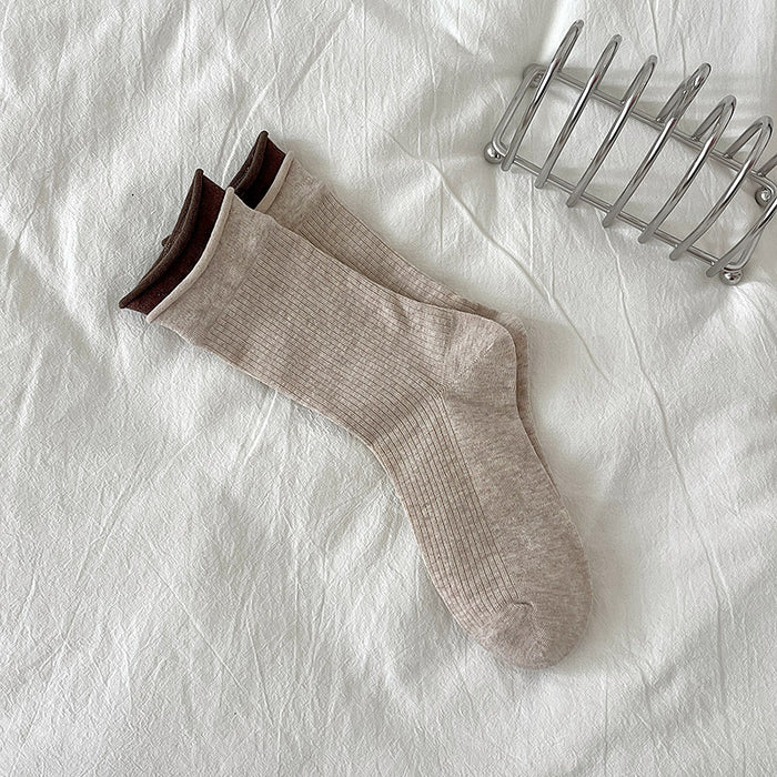 Wholesale Long socks with rolled edges and boneless middle tube socks, versatile and loose fit