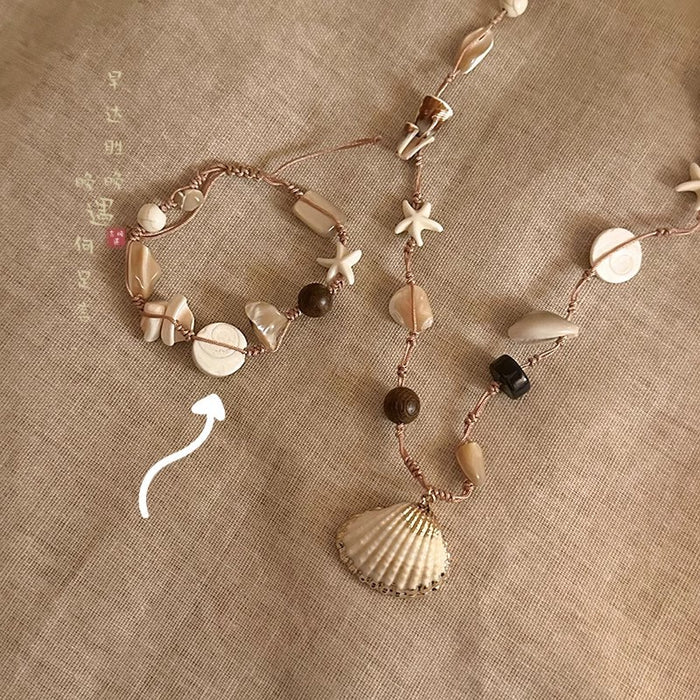 Wholesale Natural Stone Shell Necklace Seaside Clavicle Chain Bohemian Style Accessories