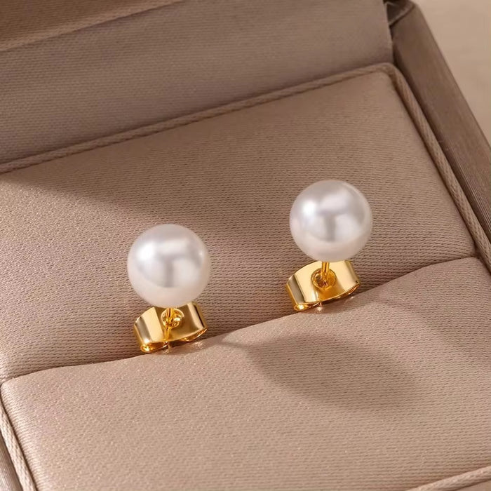 Wholesale Retro French High-end Pearl 18K Gold Earrings
