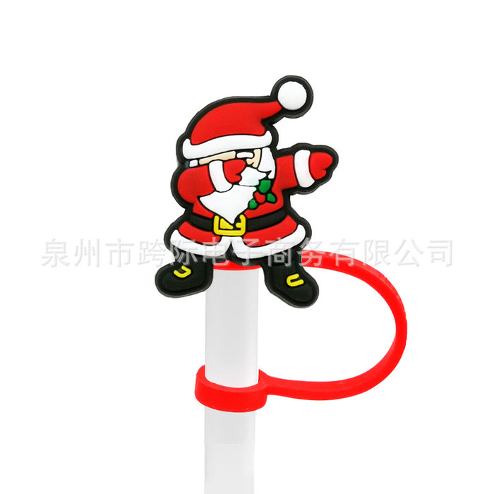 Wholesale Cartoon style straw cover, straw cap, silicone dust stopper, cute anime party straw decoration