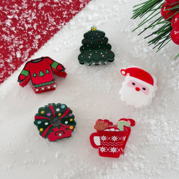 Wholesale Christmas small hairpin gingerbread man Christmas tree snowman small clip cute  hairpin holiday hair accessories
