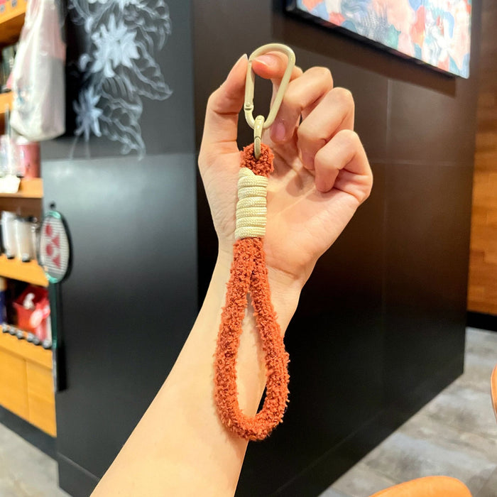 Wholesale Plush Braided Keychain with Colorful Tassel Fashion Phone Strap MOQ≥2