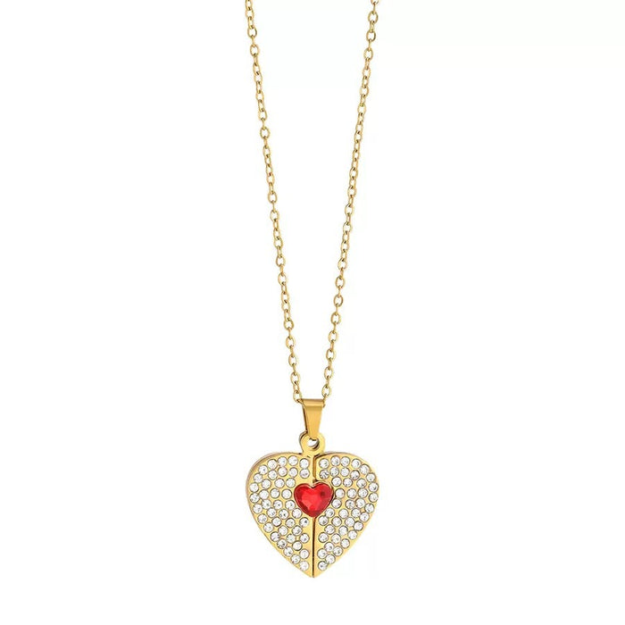 Wholesale Stainless Steel Heart Diamond Pendant Necklace Fashion Jewelry Accessory Boutique Resale