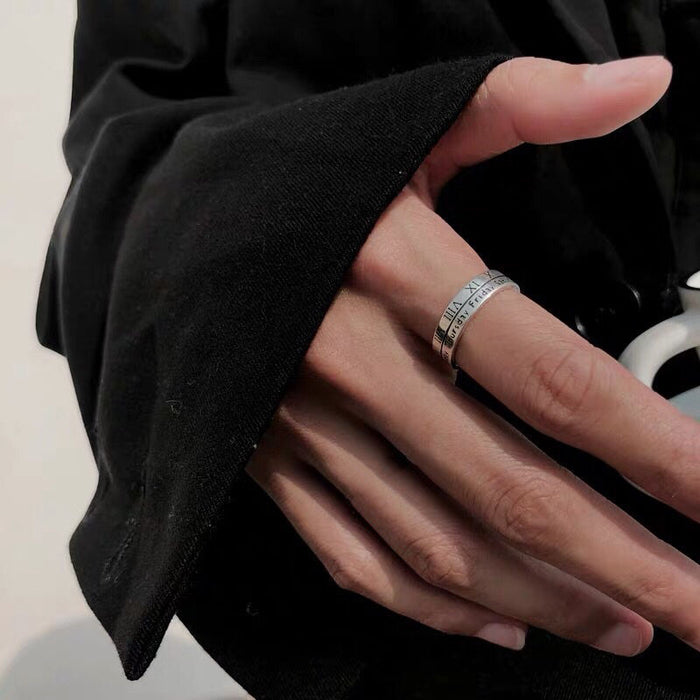 Wholesale Vintage Roman numeral ring, niche design, couple ring, ring, tail ring