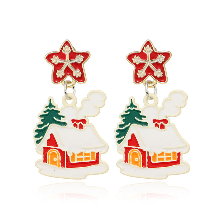 Wholesale Earrings Alloy Enamel Christmas Tree Santa Claus Bells MOQ≥2 JDC-ES-ZL024