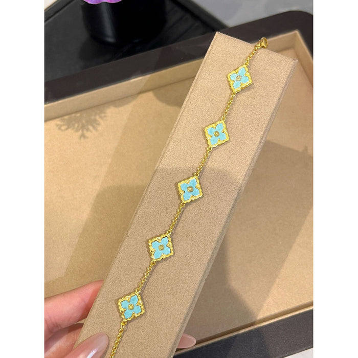 Wholesale Women's Color Four-Leaf Clover Necklace Earrings Bracelet set